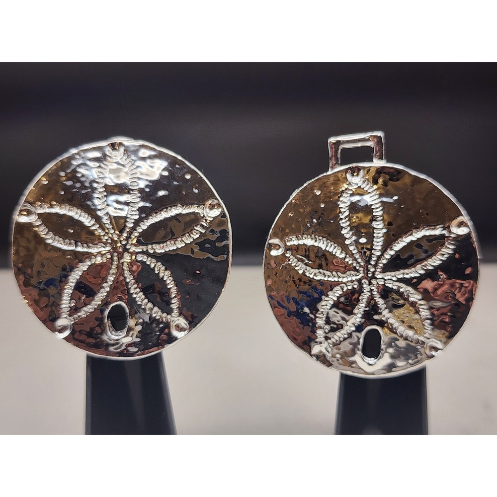 Vintage Silver Tone Sand Dollar Interlocking Belt Buckle Nautical Coastal